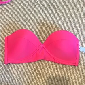 NWT MIKOH swimwear Vibrant Pink Strapless bandeau Bikini Top size large